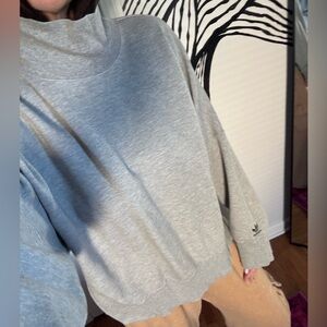 Adidas Three Stripes Heather High Neck Gray Sweatshirt